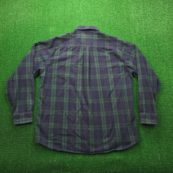 LL Bean Shirt Mens Large/XL Blue Green Plaid Button Down Long Sleeve Traditional - Picture 8 of 8